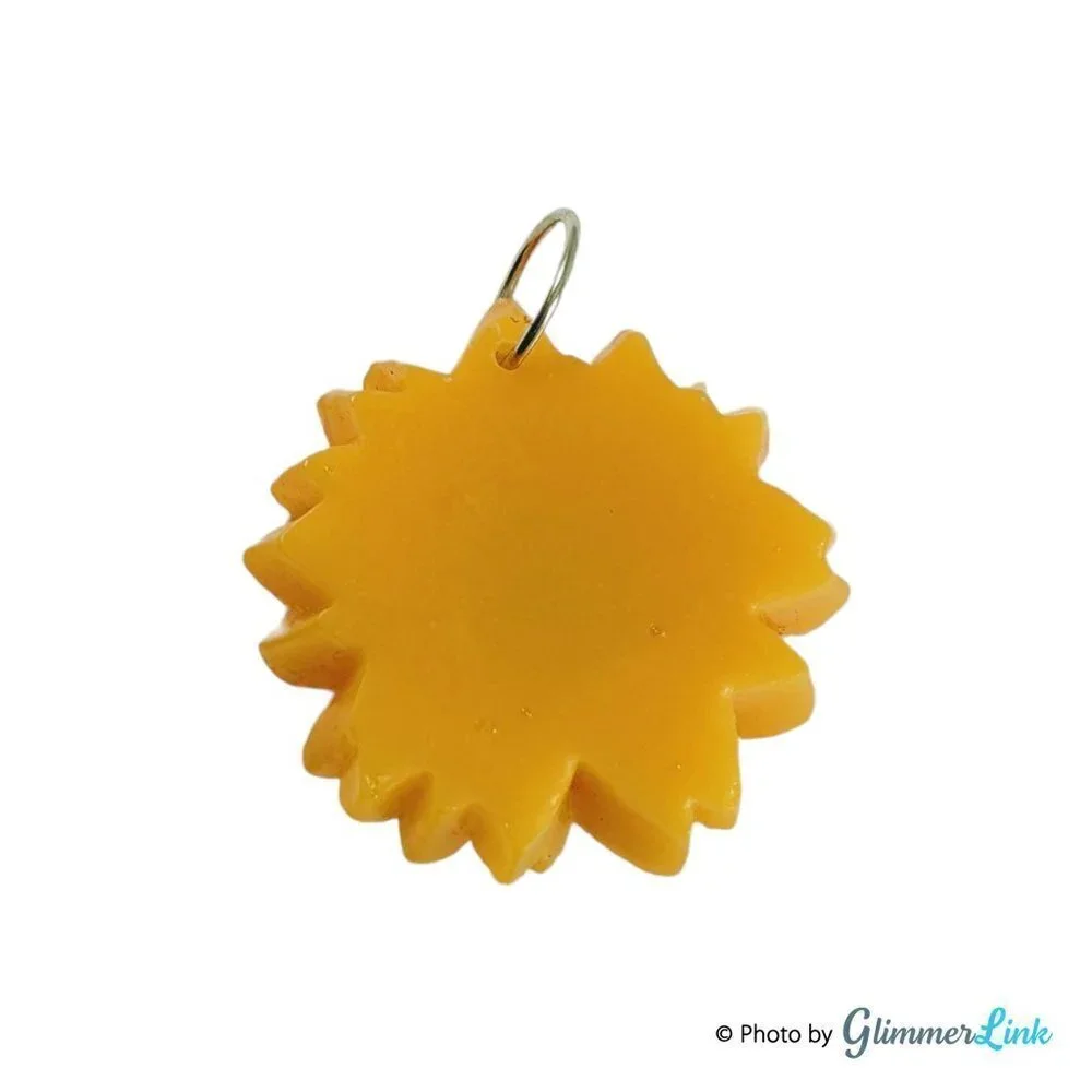 Sunflower Rhinestone Resin Pendant Large Yellow Flower Charm